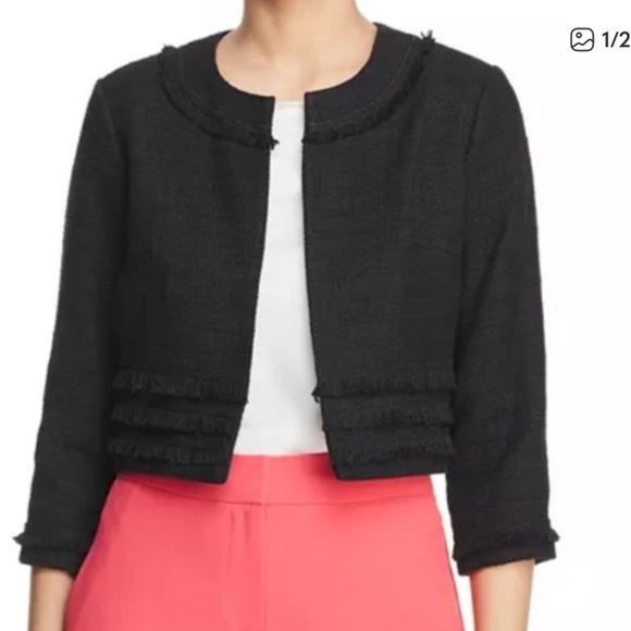 Karl Lagerfeld Jackets & Blazers - Karl Lagerfeld Black Cropped Fringe Jacket